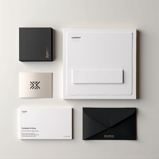 Papeterie et éléments de branding pour une marque de luxe.