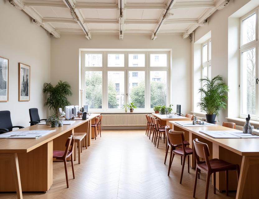 L'intérieur lumineux et élégant du studio de Voyage Design Studio à Paris.